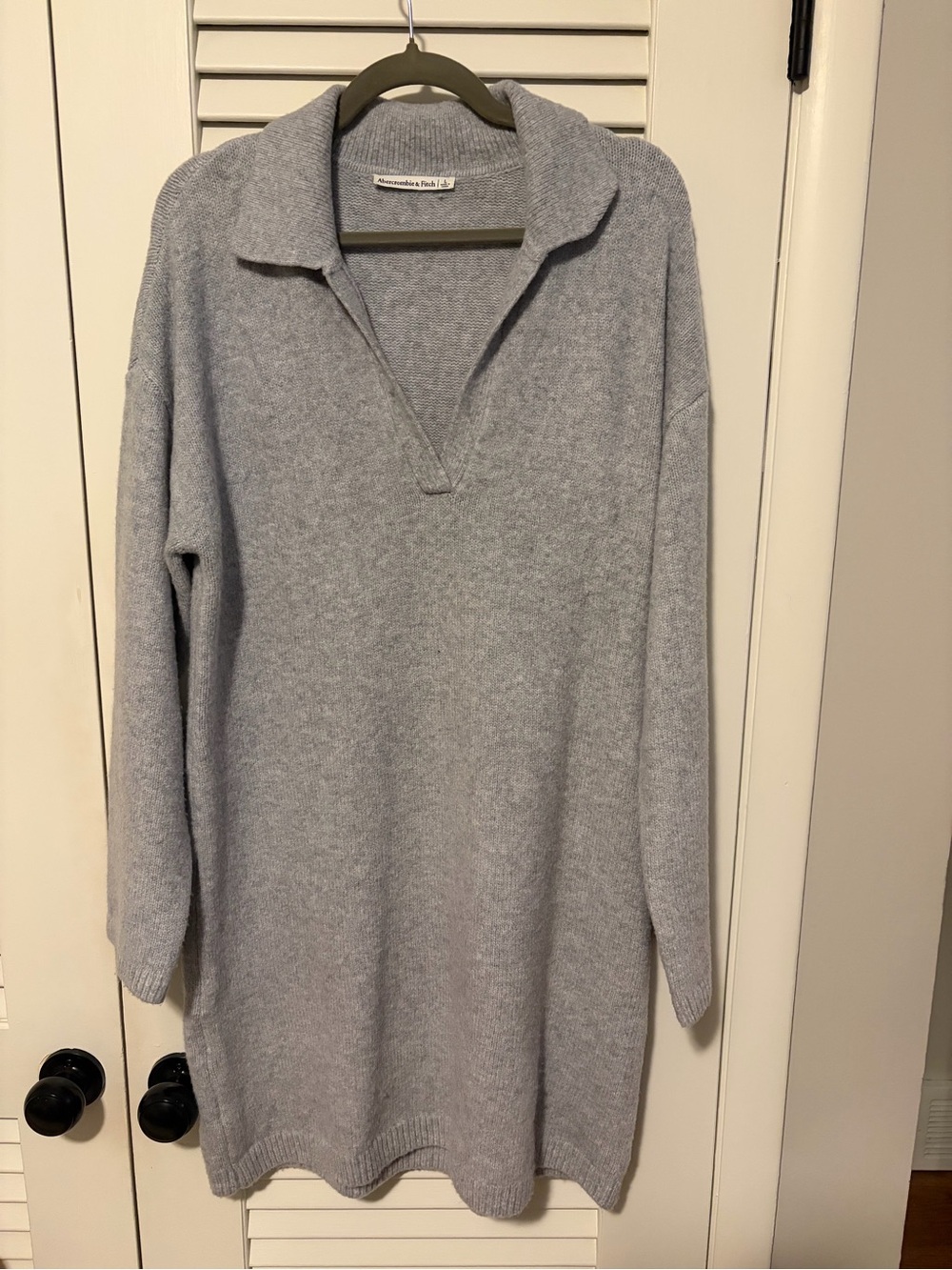 Abercrombie Cozy Light Gray Collared Pullover Sweater Dress